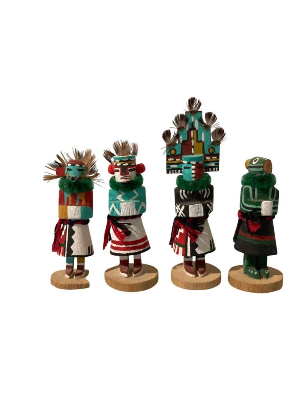 Miniature Kachina Dolls Signed L.M. Antelope Hemis Morning Sun Squash Lot of 4